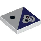 LEGO White Tile 2 x 2 with Dice with 1 Dot and Skull with Groove (3068 / 94998)