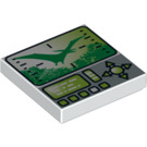 LEGO White Tile 2 x 2 with Dino Control Panel with Groove (3068 / 74343)