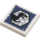 LEGO blanc Tuile 2 x 2 avec Dinosaure dans Hexagon Background Autocollant avec rainure (3068)