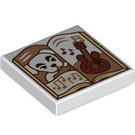 LEGO White Tile 2 x 2 with Dog with Guitar with Groove (3068 / 106555)