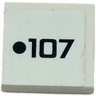LEGO Weiß Fliese 2 x 2 mit Dot 107 Aufkleber mit Nut (3068)