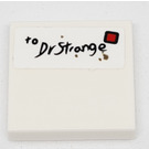 LEGO White Tile 2 x 2 with Envelope with Handwritten 'to Dr Strange' Sticker with Groove (3068)