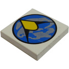 LEGO Weiß Fliese 2 x 2 mit Explorien Logo mit Nut (3068)