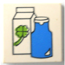 LEGO hvid Flise 2 x 2 med Fabuland Milk Carton og Flaske med rille (3068)