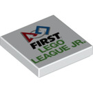 LEGO Weiß Fliese 2 x 2 mit First Lego League Jr. mit Nut (3068 / 28676)