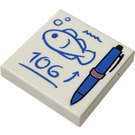 LEGO White Tile 2 x 2 with Fish, '106' and Pen with Groove (3068)