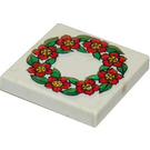 LEGO White Tile 2 x 2 with Flower Ring Pattern with Groove (3068)