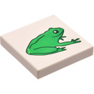 LEGO White Tile 2 x 2 with Frog with Groove (3068)