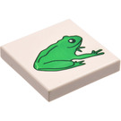 LEGO Weiß Fliese 2 x 2 mit Frosch mit Nut (3068 / 51360)