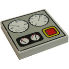 LEGO Weiß Fliese 2 x 2 mit Gauges und rot Button mit Nut (3068)