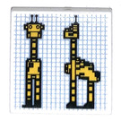 LEGO White Tile 2 x 2 with Giraffes with Groove (3068)