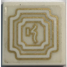 LEGO Weiß Fliese 2 x 2 mit Gold Squares Aufkleber mit Nut (3068)