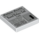 LEGO Weiß Fliese 2 x 2 mit ‘Gotham Gazette’ Newspaper mit ‘Kneel Before Zod’ mit Nut (3068 / 36770)