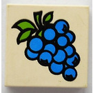 LEGO White Tile 2 x 2 with Grapes with Groove (3068)