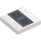 LEGO White Tile 2 x 2 with Gray Grilles on Dark Blue with Groove (3068)