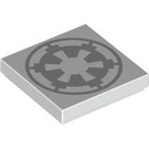 LEGO White Tile 2 x 2 with Gray Imperial Star with Groove (3068 / 104335)