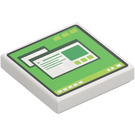 LEGO White Tile 2 x 2 with Green Computer Screen with Groove (3068 / 73765)