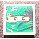 LEGO White Tile 2 x 2 with Green Ninjago Mask with Groove (3068)