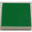 LEGO White Tile 2 x 2 with Green with Groove (3068)
