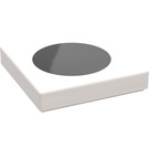 LEGO White Tile 2 x 2 with Groove and Black Circle with Groove (3068)