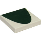 LEGO White Tile 2 x 2 with Half Green Oval with Groove