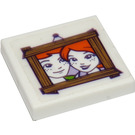 LEGO White Tile 2 x 2 with Hanging Wooden Picture with Friends Characters Sticker with Groove (3068)