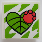 LEGO White Tile 2 x 2 with Heart Shaped Leaf and Paw Print  Sticker with Groove (3068)