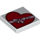 LEGO White Tile 2 x 2 with Heart with Bow with Groove (3068 / 20764)
