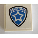 LEGO White Tile 2 x 2 with Highway Patrol Star Emblem Sticker with Groove (3068)
