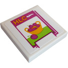 LEGO White Tile 2 x 2 with "HLC", Bowl with Cherries Sticker with Groove (3068)