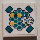 LEGO Weiß Fliese 2 x 2 mit Honeycomb und Dice Aufkleber mit Nut
