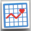 LEGO Wit Tegel 2 x 2 met Hospital Hart Graph  Sticker met groef (3068)