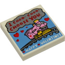 LEGO White Tile 2 x 2 with "I Choo Choo Choose you" "Happy Valentines" with Groove (3068 / 17421)