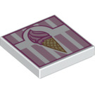 LEGO White Tile 2 x 2 with Ice-cream Cone with Groove (3068 / 21654)