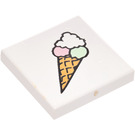 LEGO White Tile 2 x 2 with Ice Cream with Groove (3068)