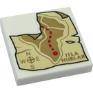 LEGO White Tile 2 x 2 with Isla nublar Map with Groove (3068 / 53286)