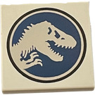 LEGO White Tile 2 x 2 with Jurassic World Logo with Groove (3068)