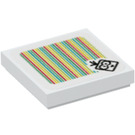 LEGO Weiß Fliese 2 x 2 mit Lakitu Scanner Code mit Nut (3068 / 79651)