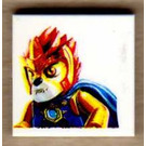 LEGO White Tile 2 x 2 with Legends of Chima's Laval with Groove (3068)