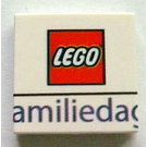 LEGO White Tile 2 x 2 with Lego Logo and 'amilieda' with Groove (3068)