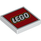 LEGO Tile 2 x 2 with LEGO Logo on Red with Groove (11149 / 14875)