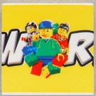 LEGO blanc Tuile 2 x 2 avec LEGO World Middle avec rainure (3068)