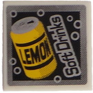LEGO White Tile 2 x 2 with LEMON and Soft Drinks Sticker with Groove (3068)