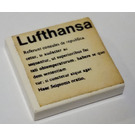 LEGO White Tile 2 x 2 with Lufthansa Sticker with Groove (3068)