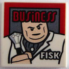 LEGO White Tile 2 x 2 with Magazine 'BUSINESS' and 'FISK with Groove (3068)