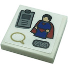LEGO White Tile 2 x 2 with Magnets, 'YADA', Superman Minifigure, and Speech Bubble Sticker with Groove (3068)
