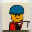LEGO White Tile 2 x 2 with Man and "F" with Groove (3068)
