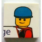 LEGO White Tile 2 x 2 with Man and 'ge' with Groove (3068)