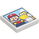 LEGO White Tile 2 x 2 with Mario and Yellow Yoshi with Groove (3068 / 103769)