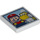 LEGO White Tile 2 x 2 with Mario and Yellow Yoshi with Groove (3068 / 103769)